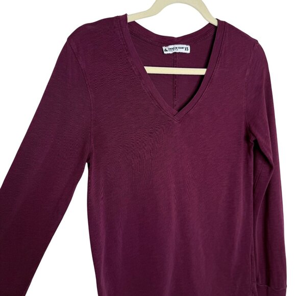 American Giant Merlot V-Neck Men’s Supima Cotton Long Sleeve‎ Tee, XS - Picture 3 of 6
